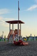 Beach Dusk Lifeguard On Duty