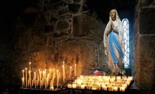 monastery candles stones