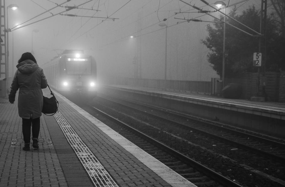 dark night at the bus stop