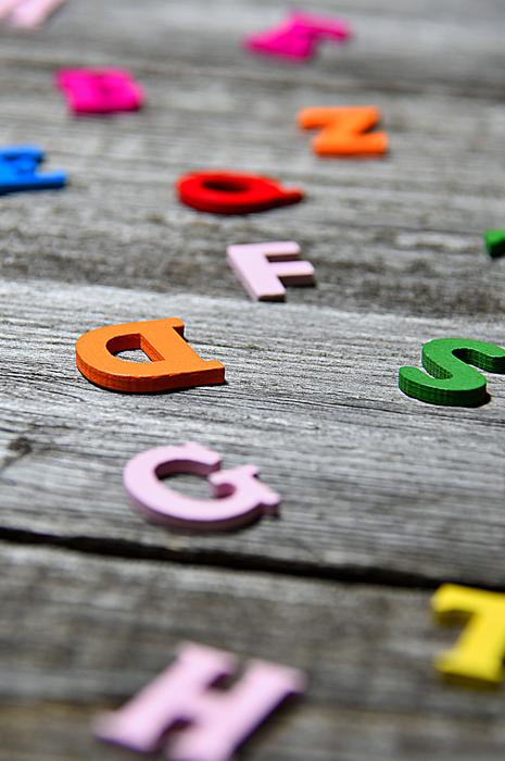 colored letters on the floor