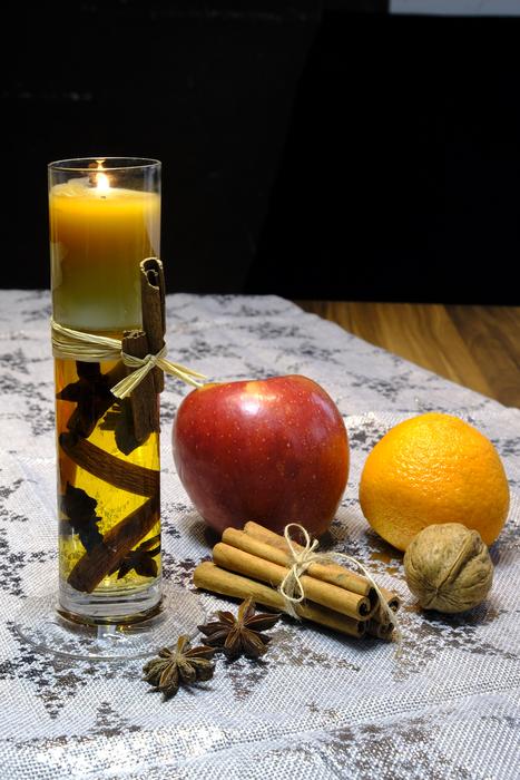 beautiful candle with fruit