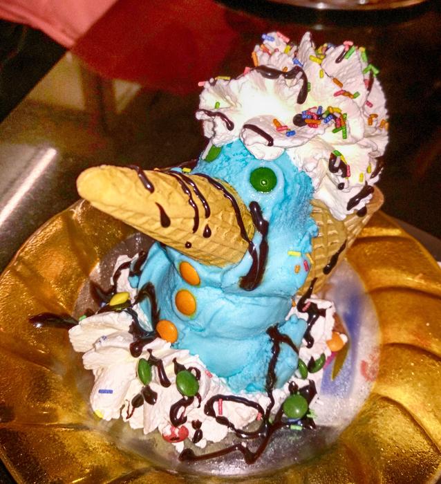 funny ice cream in the form of a snowman