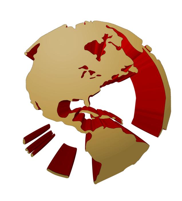 3d model of the globe, with the continents, at white background, clipart