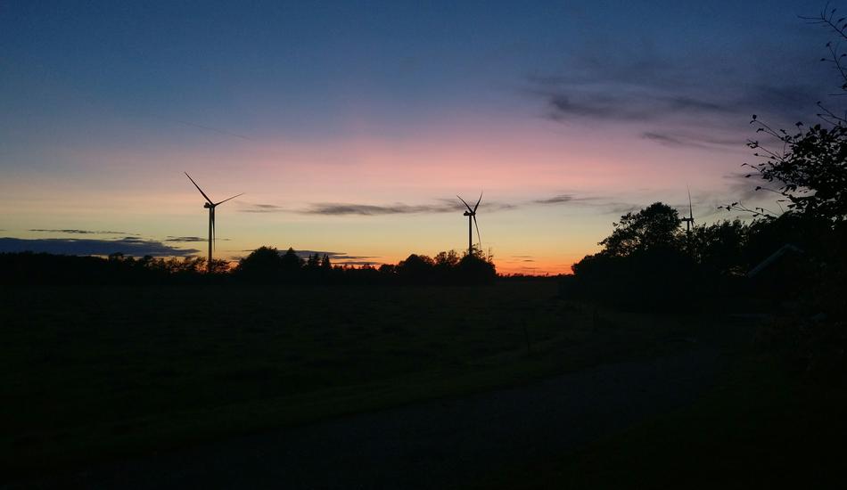 Sunset Sky over Windmills silhouettes