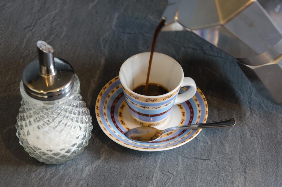 coffee with sugar on the table