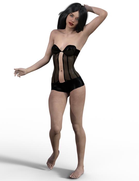 girl in black lingerie model