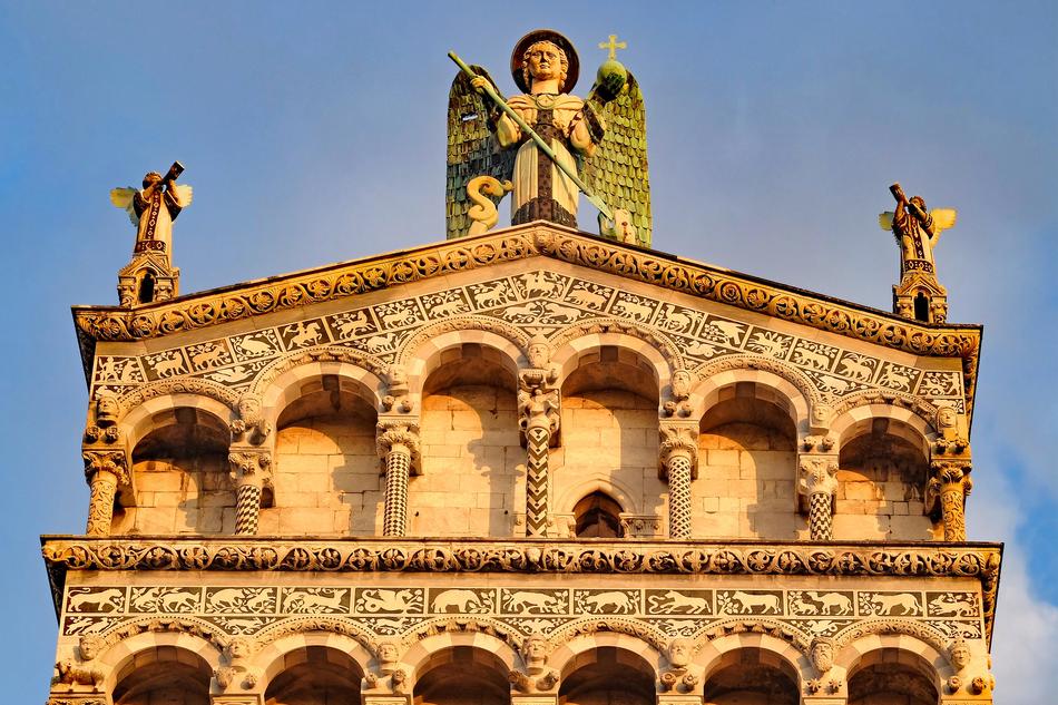 golden castle with a sculpture