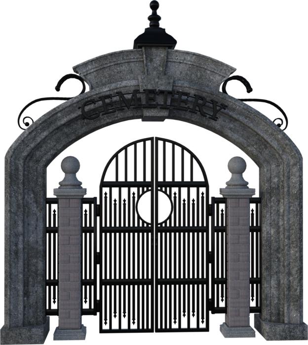 cemetery gate iron stone entrance