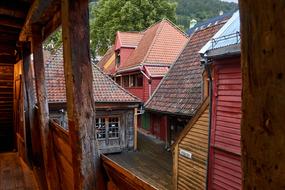 view of the wooden village from the balcony