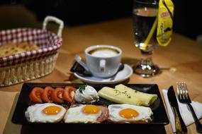 dish of vegetables and eggs on the table