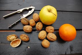 Walnuts and ripe fruit