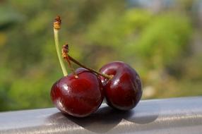 Ripe delicious red cherries