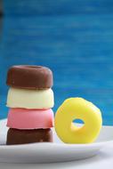 creamy vanilla doughnuts with the sea as a backdrop