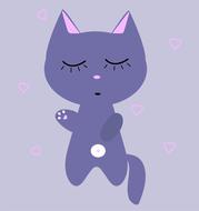 purple cat cartoon clipart