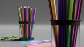 Colorful, wooden pencils in the black holders