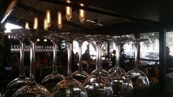 clean glasses in the restaurant