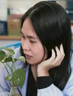 Portrait of asian Girl and leaves