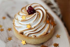 cream dessert decorated with stars