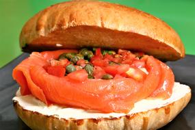 Salmon and vegetable sandwich