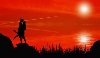 sunset couple love romantic