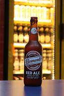 bottle of cold beer on the table
