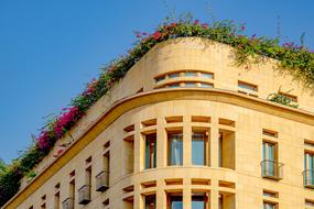 facade decorated with flowers