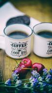 hot coffee and cherries