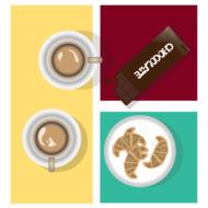 drawing of coffee and croissants