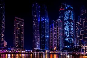 Dubai Sky Architecture illuminated