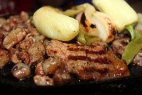 grilled meat with potatoes