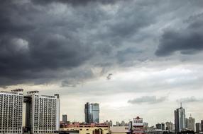 Thunderstorm weather over the city