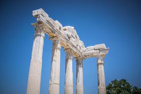 roman columns on a blue background