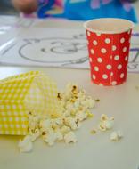 sweet popcorn spilled out of the box