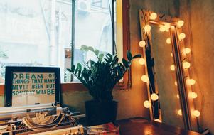 beautiful interior with a glowing mirror