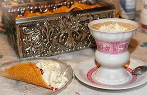 creamy dessert with delicious coffee