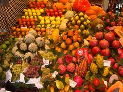 juicy fruits and vegetables at the market