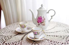 Ceramic mug and tea kettle