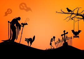 halloween the witch ghosts cat