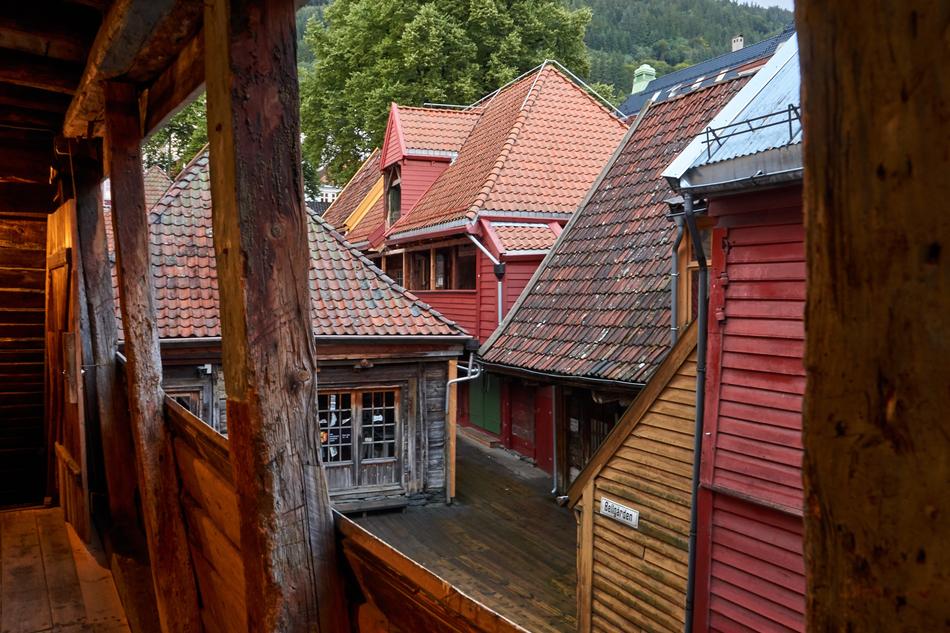 view of the wooden village from the balcony
