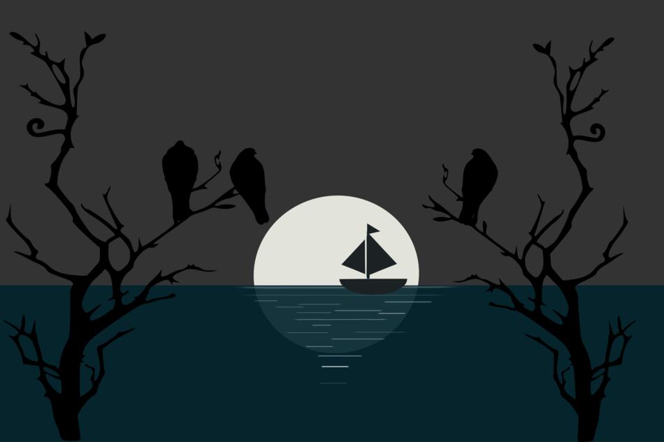 birds moon moonlight tree animal