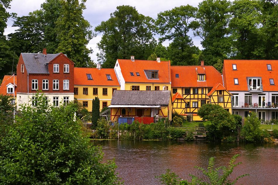 colorful houses by the river