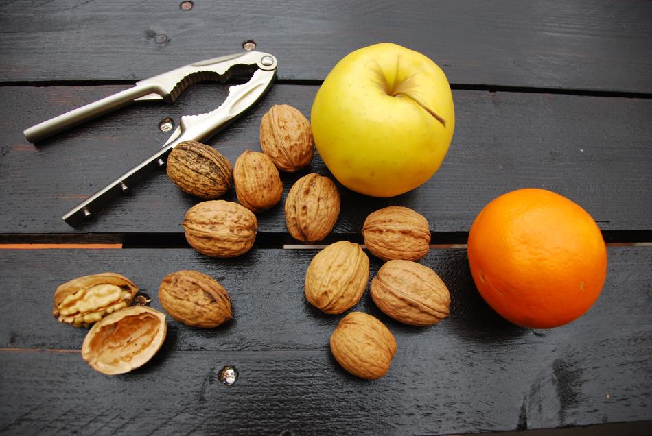 Walnuts and ripe fruit