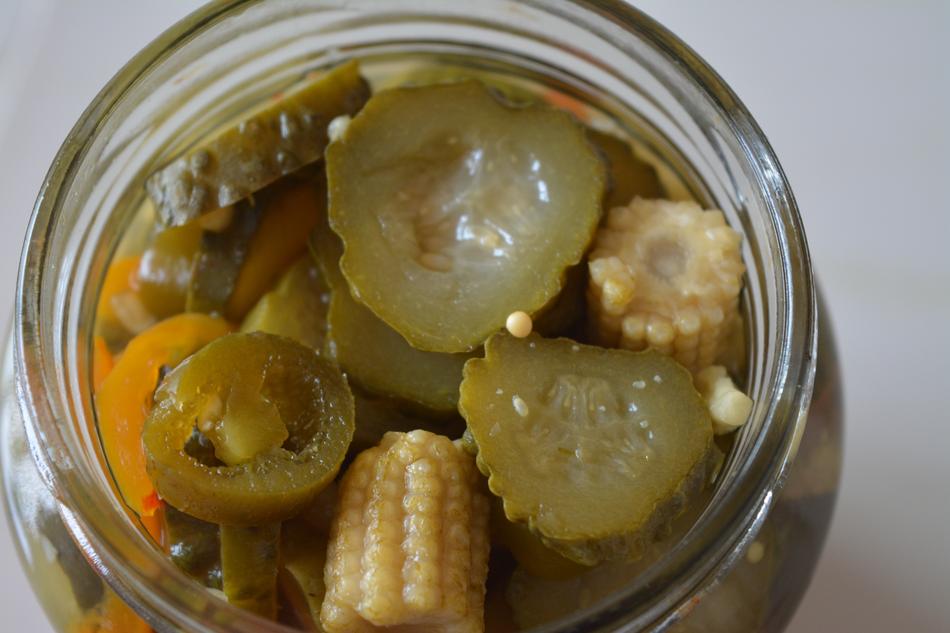 pickles covered in a jar