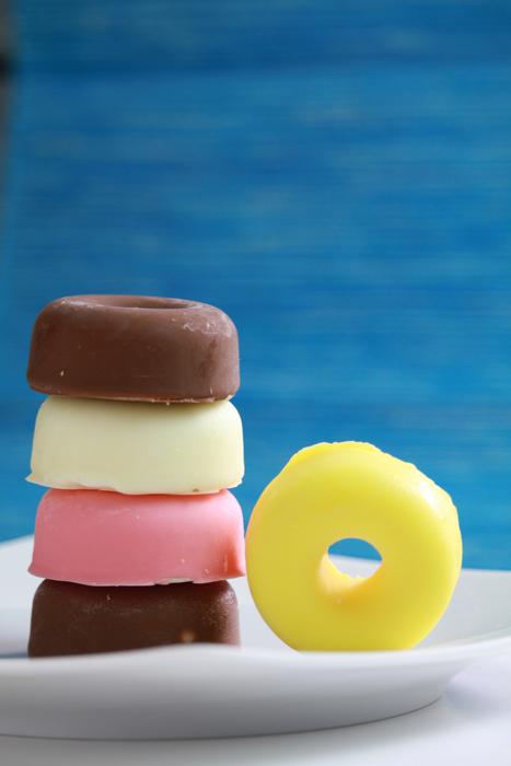 creamy vanilla doughnuts with the sea as a backdrop