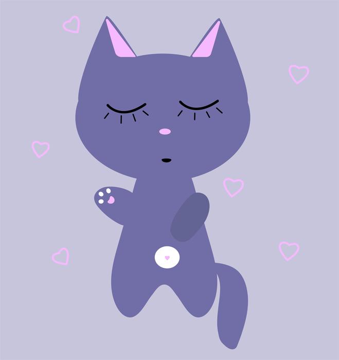 purple cat cartoon clipart