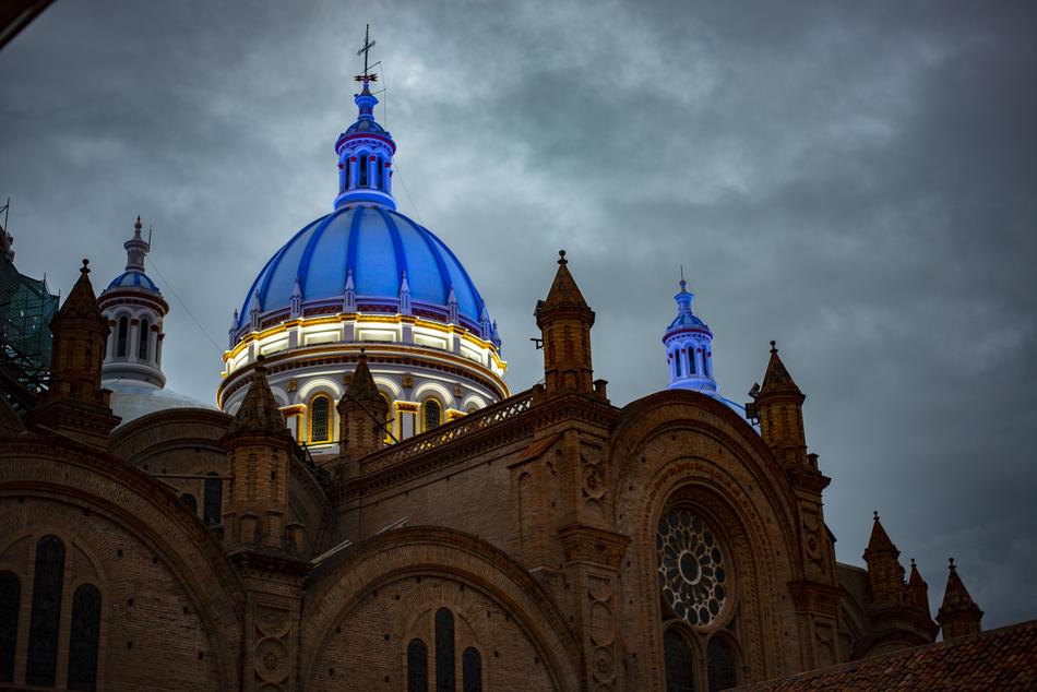 the brightly colored dome of a magnificent building