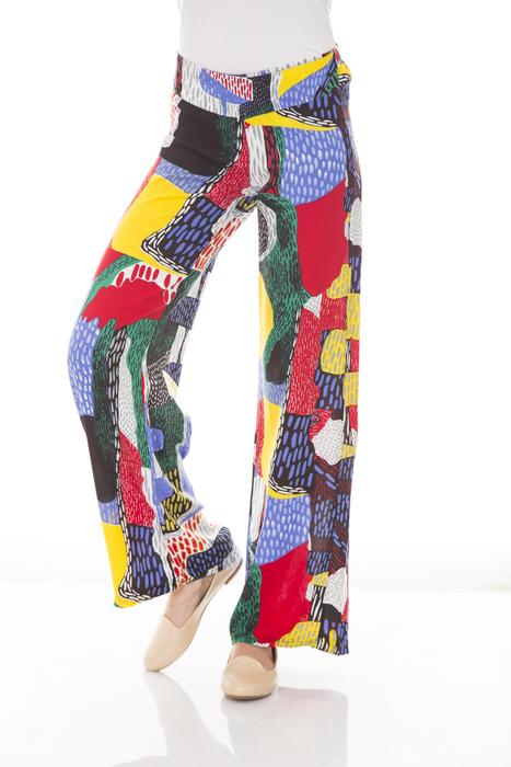 the girl in the colored pants
