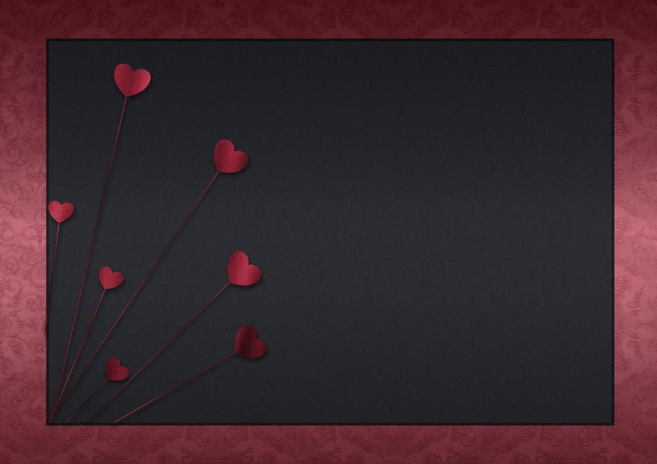black background with hearts and a frame