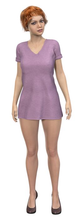 pretty girl in a pink T-shirt