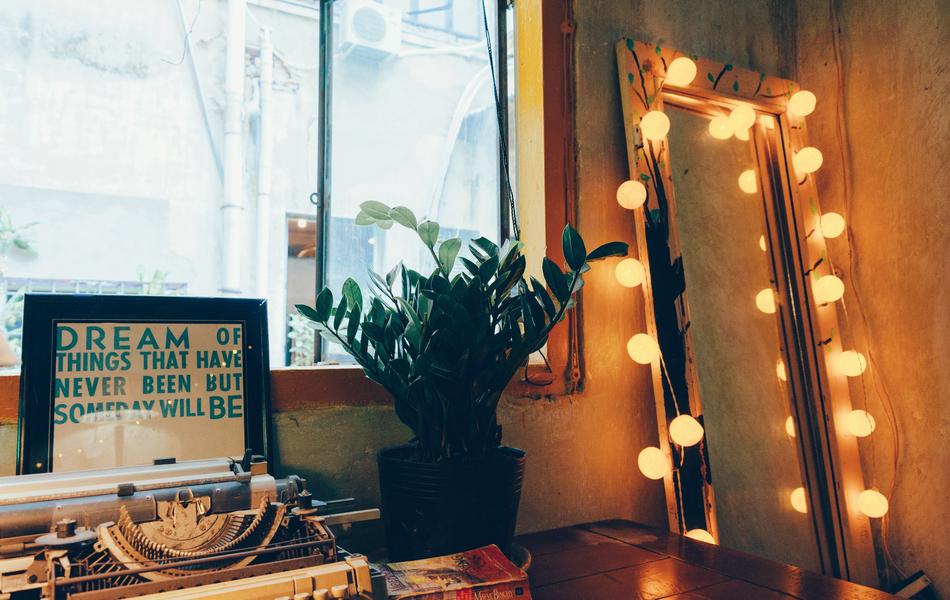 beautiful interior with a glowing mirror